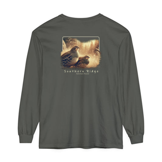 Adult Long Sleeve Tee Quail In The Forest