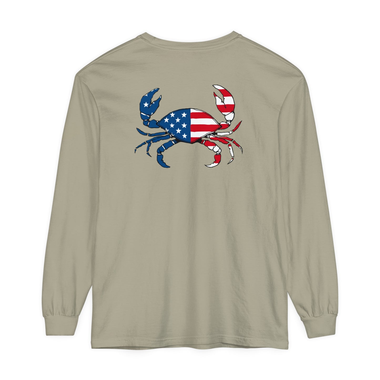 Adult Long Sleeve Tee American Flag Crab