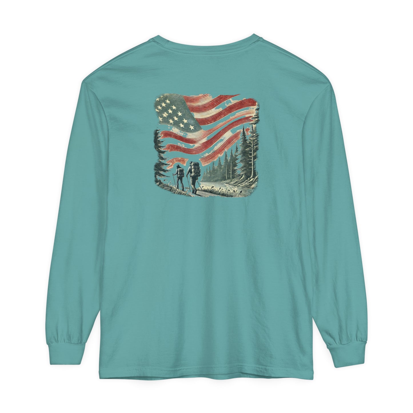 Adult Long Sleeve Tee Forest Hiking Patriot