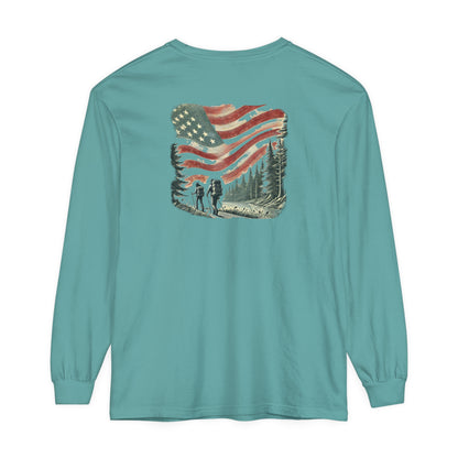 Adult Long Sleeve Tee Forest Hiking Patriot