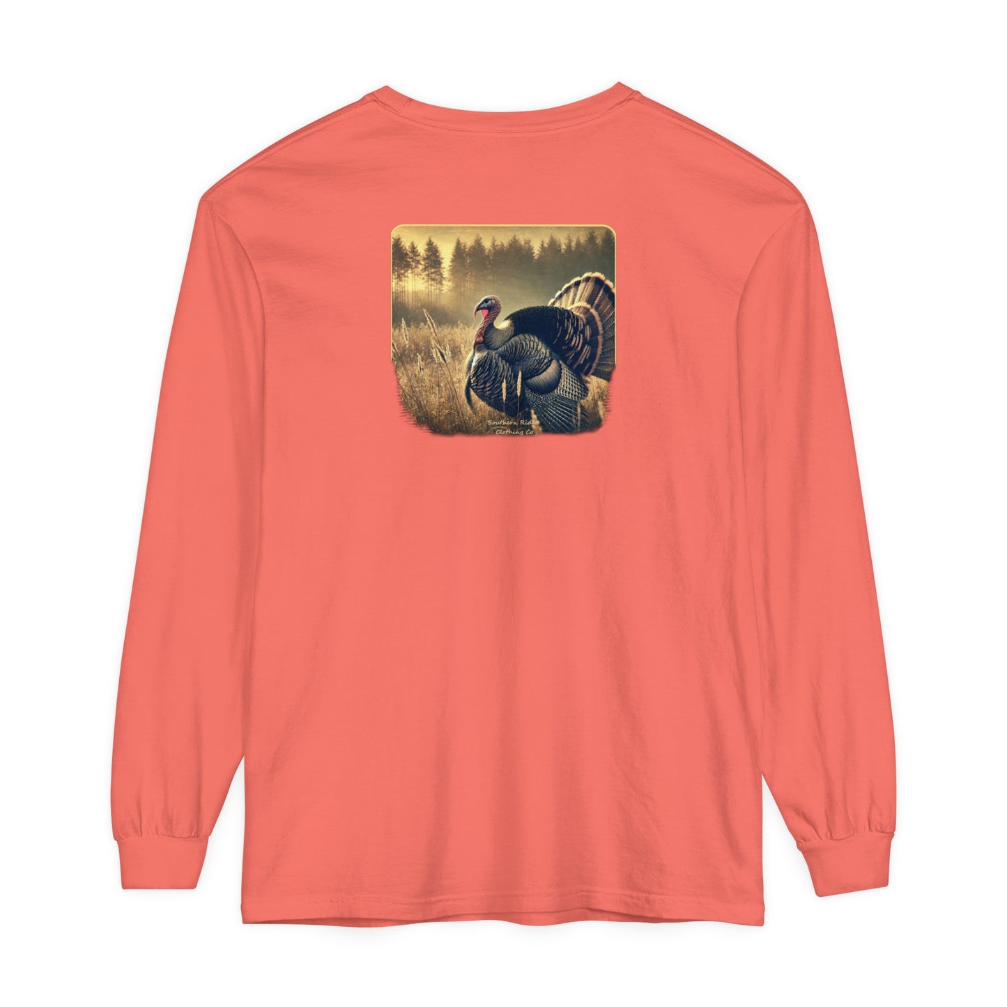 Adult Long Sleeve Tee Turkey In A Field