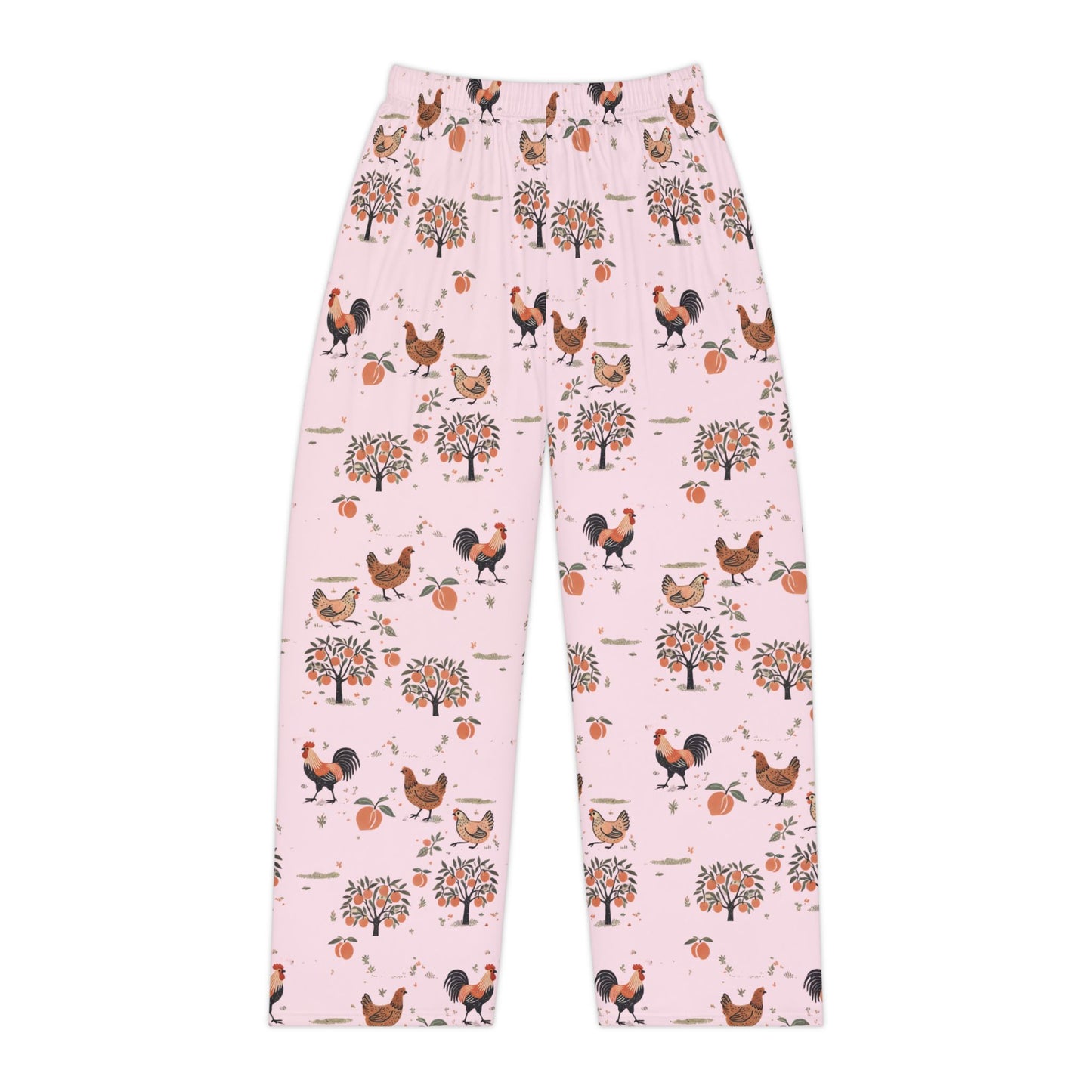 Chickens and Peaches Women's Pajama Pants - Cute Animal Print Sleepwear, Farmhouse Style Lounge Bottoms, Comfy Nightwear