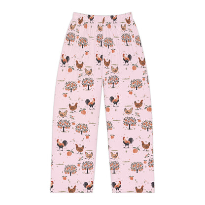 Chickens and Peaches Women's Pajama Pants - Cute Animal Print Sleepwear, Farmhouse Style Lounge Bottoms, Comfy Nightwear