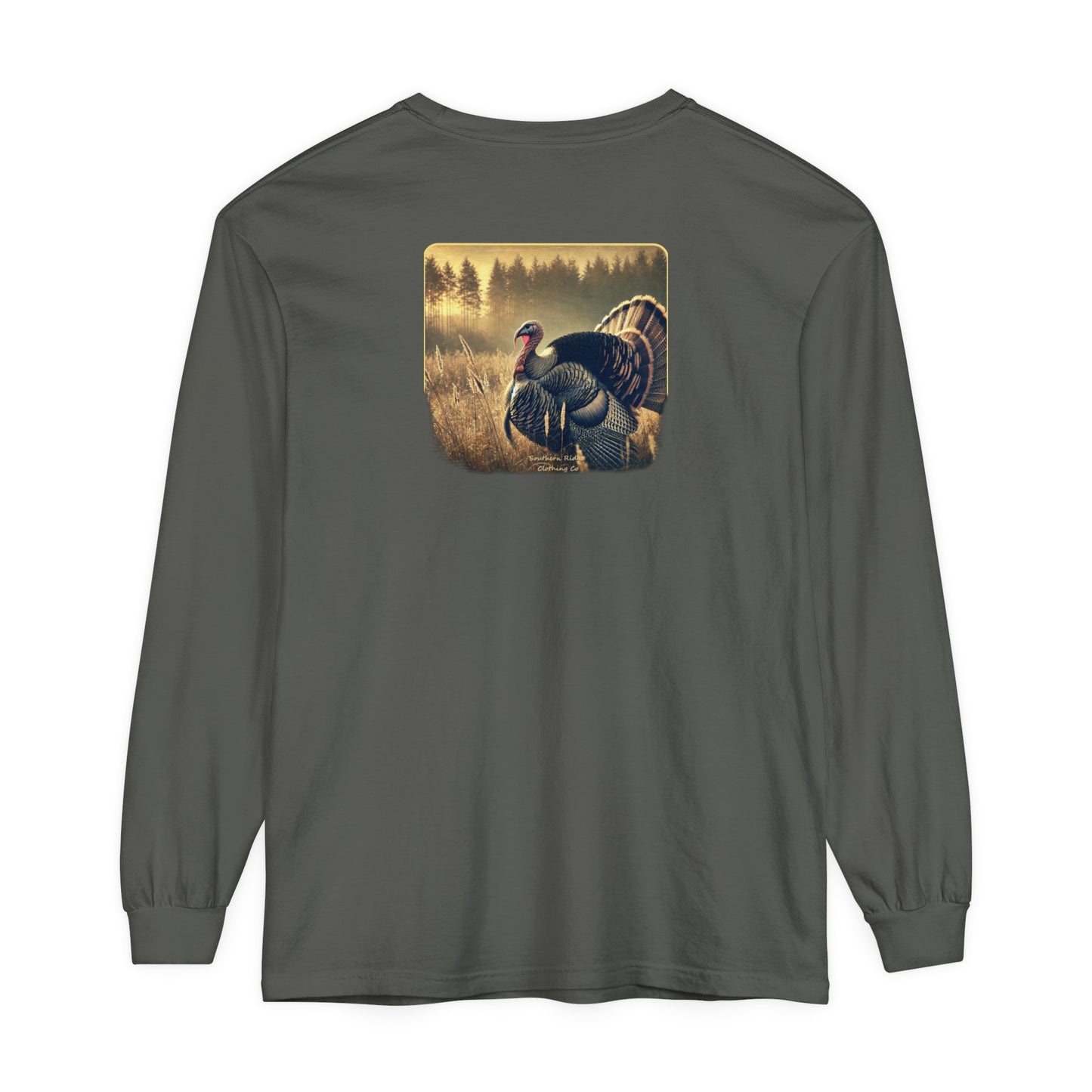 Adult Long Sleeve Tee Turkey In A Field