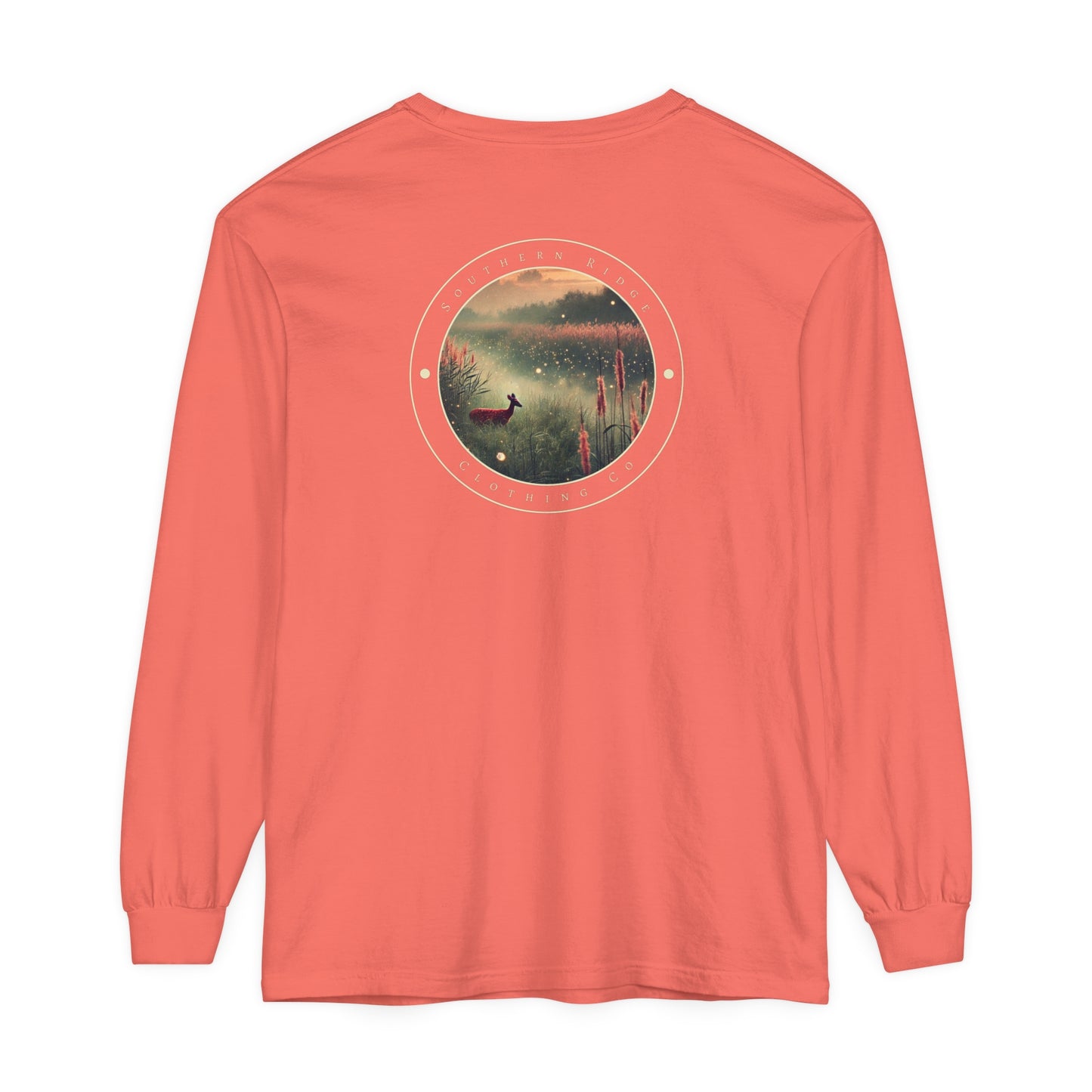 Adult Long Sleeve Tee Marshland Deer In Grassy Reeds