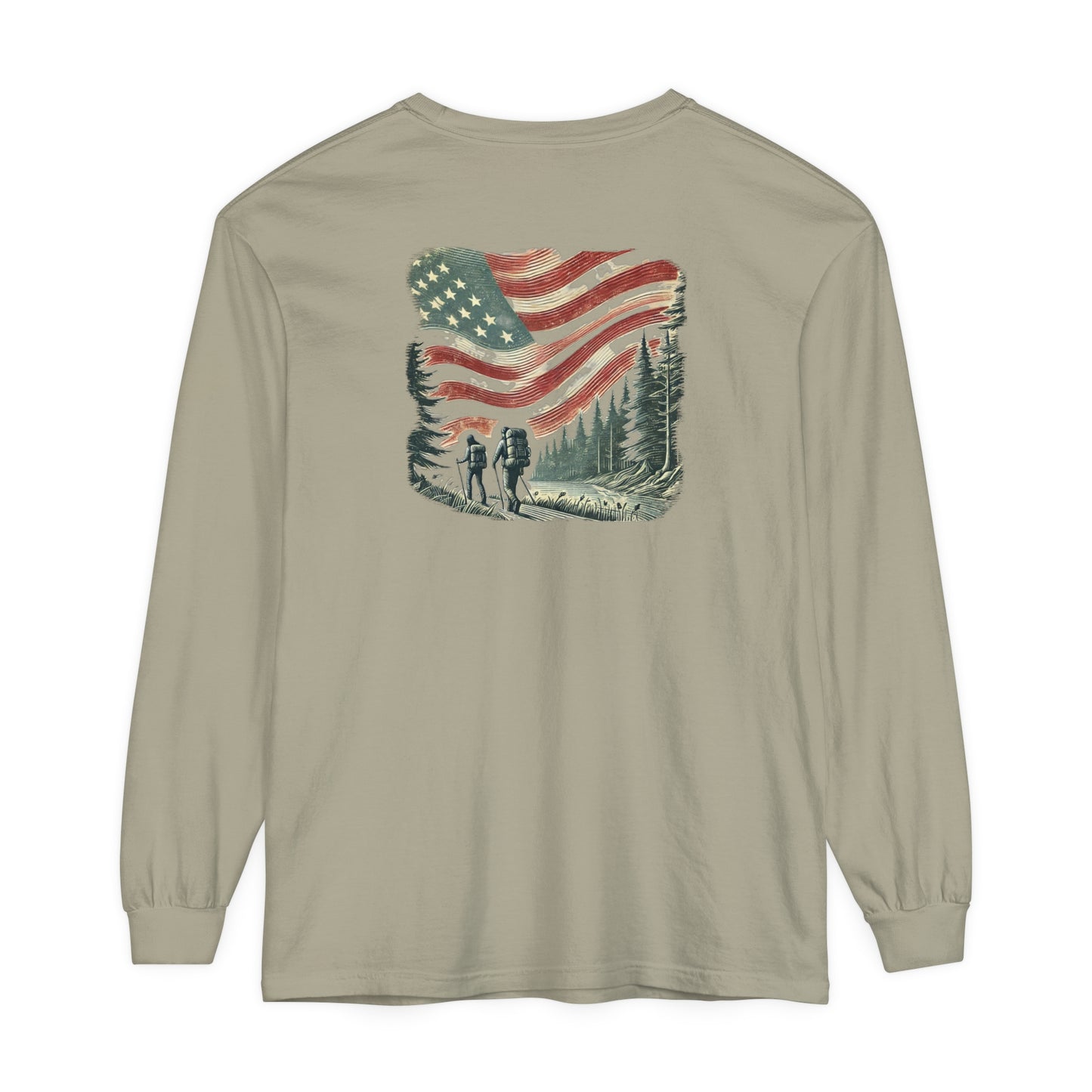 Adult Long Sleeve Tee Forest Hiking Patriot