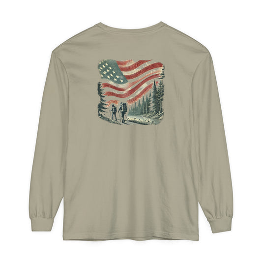 Adult Long Sleeve Tee Forest Hiking Patriot