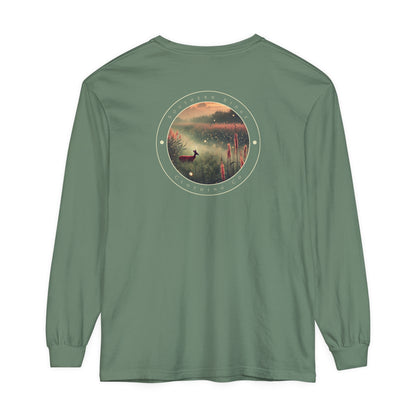 Adult Long Sleeve Tee Marshland Deer In Grassy Reeds