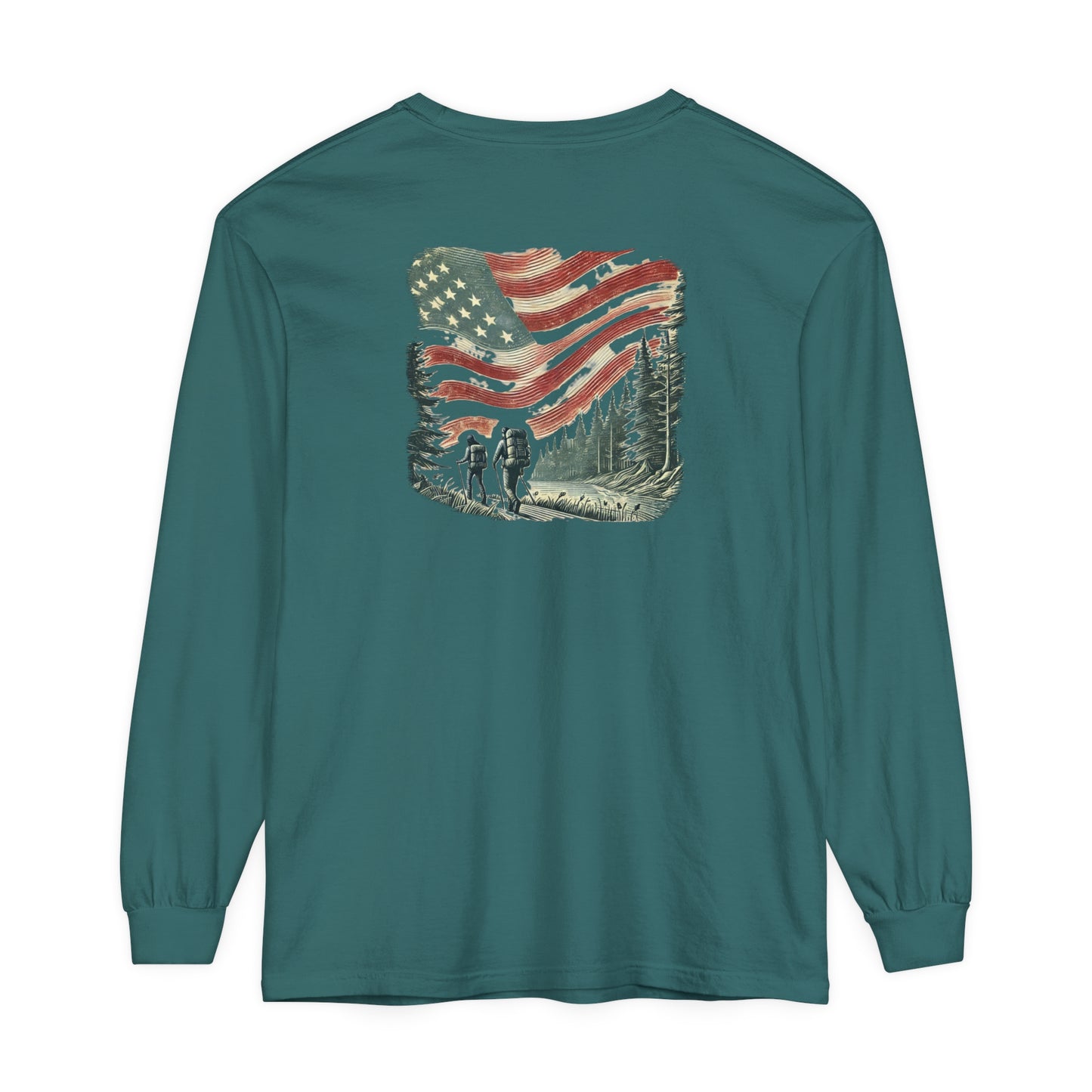 Adult Long Sleeve Tee Forest Hiking Patriot