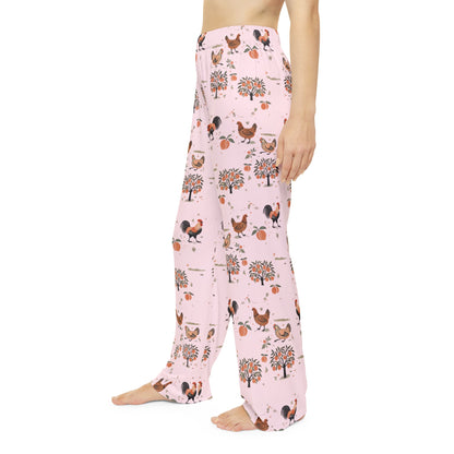 Chickens and Peaches Women's Pajama Pants - Cute Animal Print Sleepwear, Farmhouse Style Lounge Bottoms, Comfy Nightwear