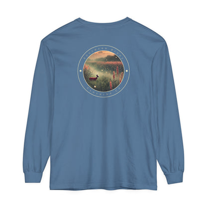 Adult Long Sleeve Tee Marshland Deer In Grassy Reeds