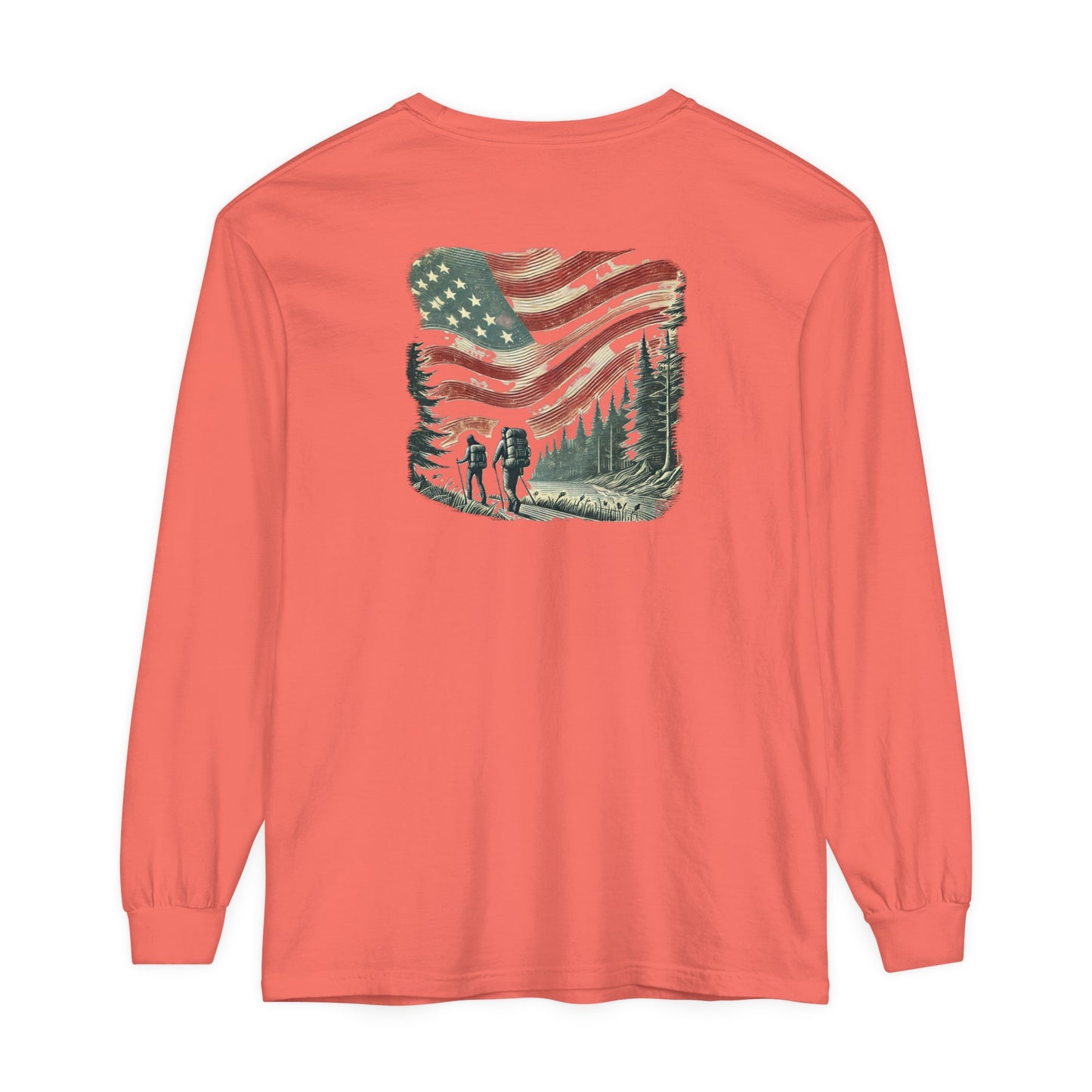 Adult Long Sleeve Tee Forest Hiking Patriot