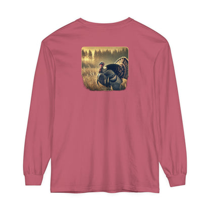 Adult Long Sleeve Tee Turkey In A Field