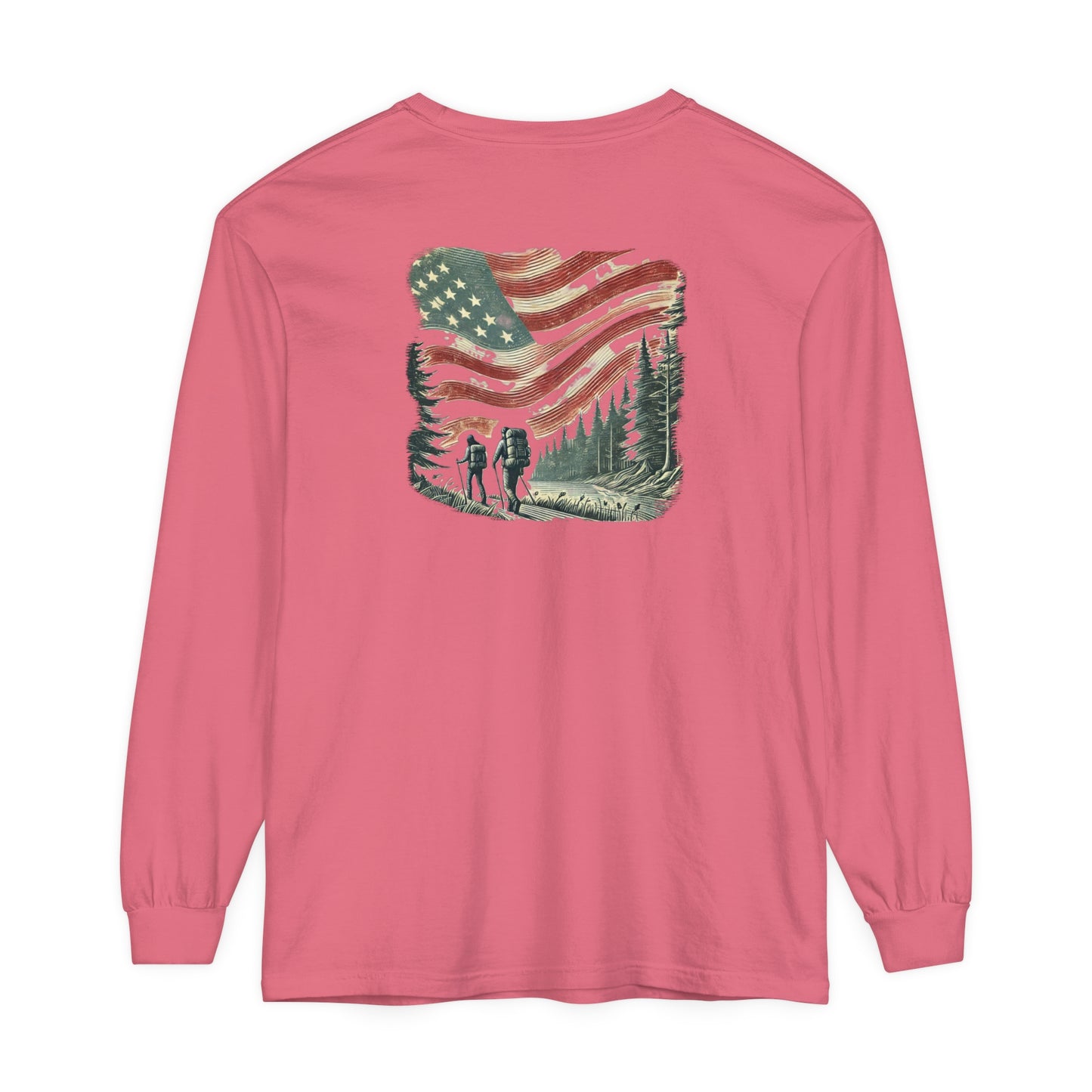 Adult Long Sleeve Tee Forest Hiking Patriot