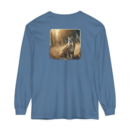 Adult Long Sleeve Tee Blue-eyed Bobcat