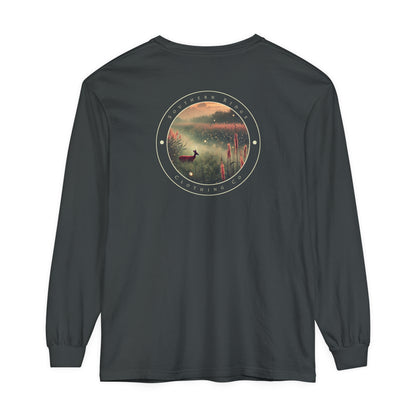 Adult Long Sleeve Tee Marshland Deer In Grassy Reeds