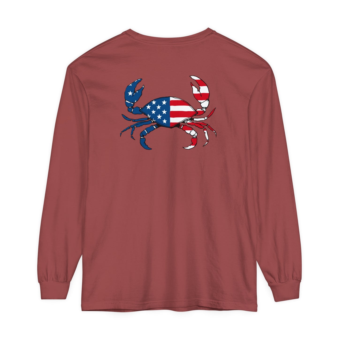 Adult Long Sleeve Tee American Flag Crab