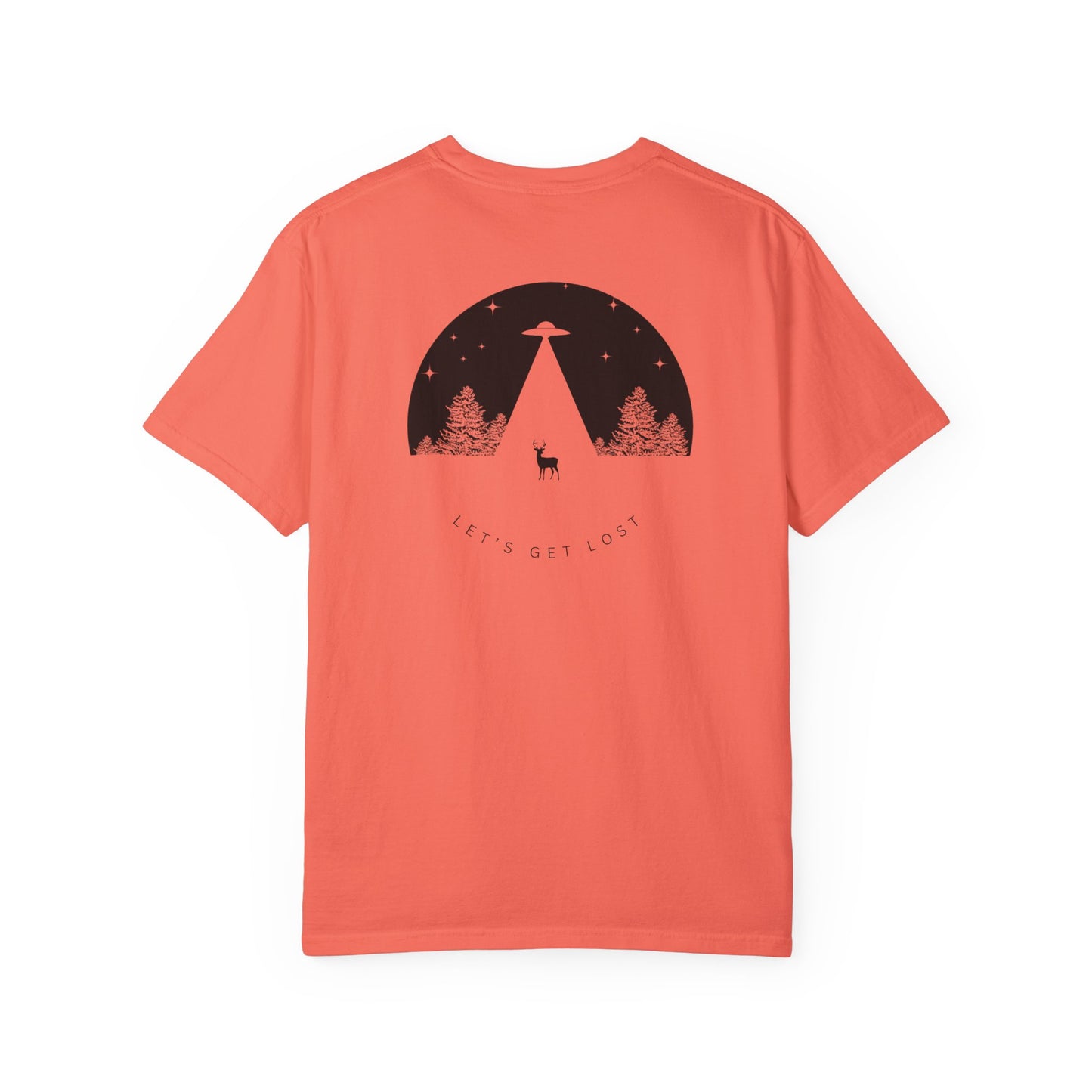 Adult Short Sleeve Tee Let's Get Lost UFO In The Woods