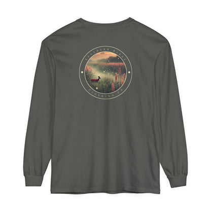 Adult Long Sleeve Tee Marshland Deer In Grassy Reeds