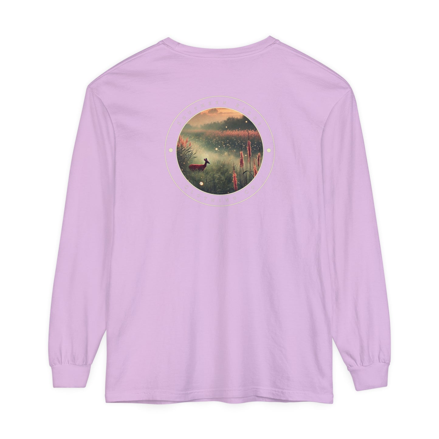 Adult Long Sleeve Tee Marshland Deer In Grassy Reeds