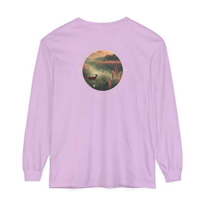 Adult Long Sleeve Tee Marshland Deer In Grassy Reeds